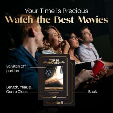 Premium Movie Night Scratch Off Cards – Gifts for Movie Lovers – End Movie Night Indecision With Movies From Top Databases – Stunning Illustrations - Husband Boyfriend Gift - Couples Gift Ideas