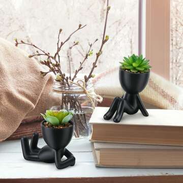 Cute Fake Succulents in Modern Pots