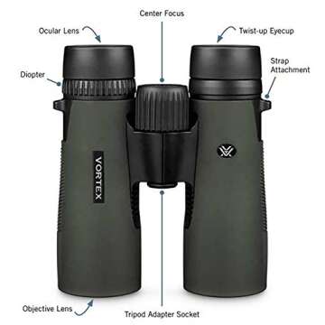 Vortex Optics Diamondback HD 8x28 Binoculars - HD Optical System, Non-slip Grip, Waterproof, Fogproof, Shockproof, Included Carry Case - Unlimited, Unconditional Warranty