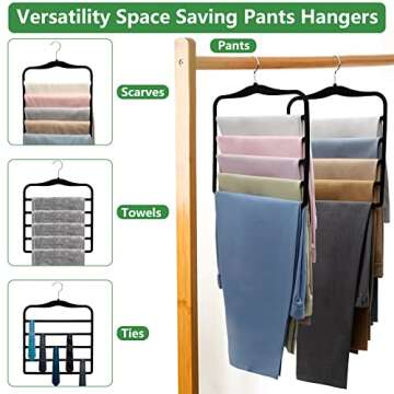 Closet Organizers and Storage,3 Pack Organization and Storage Pants-Hangers-Space-Saving,Velvet Hanger for Dorm Room for College Students Girls Boys Guys Hanging Jean Scarf