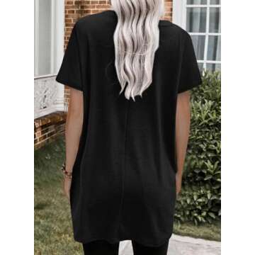 Dokotoo Womens Oversized Tshirts Shirt for Women Spring Summer 2025 Dressy Casual Tops Crewneck T-Shirts Loose Fit Short Sleeve Shirts Tunics or Tops to Wear with Leggings Black Shirts for Women XL