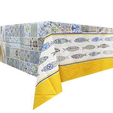 Limol Regional Portuguese Tablecloth with Tile Pattern (62" x 138" - 160 x 350 cm)