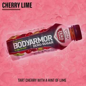 BODYARMOR ZERO Sugar Cherry Lime, Sugar Free Sports Drink - Low-Calorie Hydration - Natural Flavors with Potassium Packed Electrolytes, Antioxidants, and B-vitamins, 16 fl oz (pack of 12)