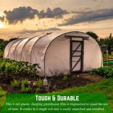 Farm Plastic Supply - Clear Greenhouse Plastic Sheeting - 6 mil - (12' x 25') - 4 Year UV Resistant Polyethylene Greenhouse Film, Hoop House Green House Cover for Gardening, Farming, Agriculture