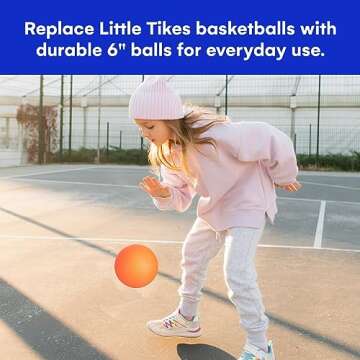 Botabee - Set of 2 Kids Basketball - 6 Inch Mini Rubber Ball for Little Tikes - Toddler Balls for Indoor/Outdoor Play - Ideal Gift Toy for Boys - Lightweight and Soft Replacement Toys (Orange)