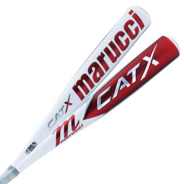 MARUCCI CATX USSSA Senior League Aluminum Baseball BAT, 2 3/4 Barrel, 28" / 18 oz,White/Red