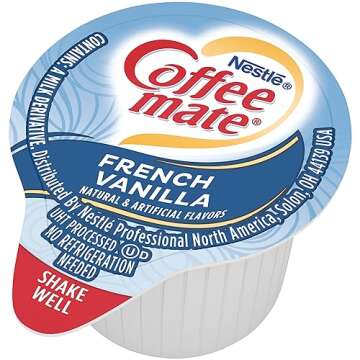 Nestle Coffee mate Coffee Creamer, French Vanilla, Liquid Creamer Singles, Non Dairy, No Refrigeration, 0.375 fl oz Tubs (Pack of 180)