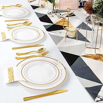 Gold Plastic Plates - 100 Premium Disposable Party Plates