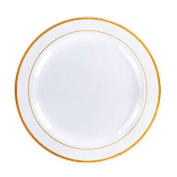 Gold Plastic Plates - 100 Premium Disposable Party Plates