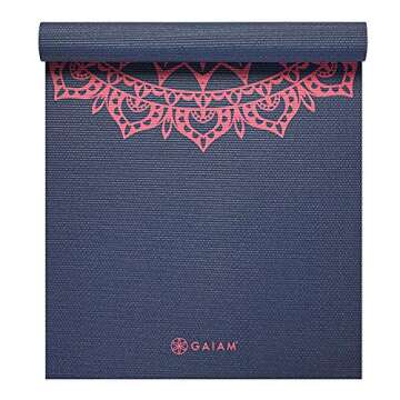 Gaiam Yoga Mat Classic Print Non Slip Exercise & Fitness Mat for All Types of Yoga, Pilates & Floor Workouts, Pink Marrakesh, 4mm, 68"L x 24"W x 4mm Thick