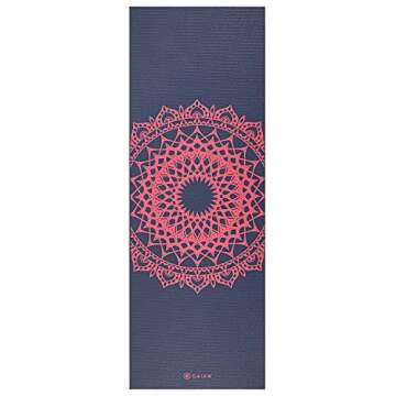 Gaiam Yoga Mat Classic Print Non Slip Exercise & Fitness Mat for All Types of Yoga, Pilates & Floor Workouts, Pink Marrakesh, 4mm, 68"L x 24"W x 4mm Thick