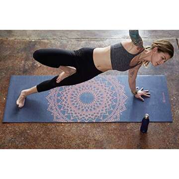 Gaiam Yoga Mat Classic Print Non Slip Exercise & Fitness Mat for All Types of Yoga, Pilates & Floor Workouts, Pink Marrakesh, 4mm, 68"L x 24"W x 4mm Thick