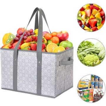 WISELIFE Reusable Grocery Bags [3 Pack],Large Grocery Tote Bag Water Resistant Shopping Bags Foldable Grocery Bag for Clothes,Shoes and Picnic