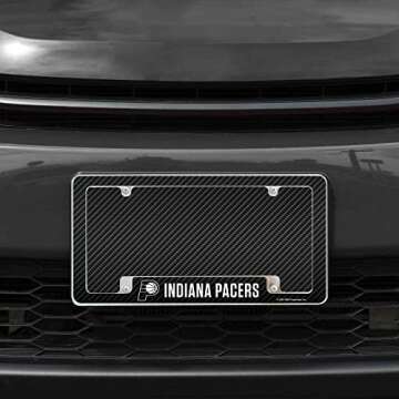 Rico Industries NBA Indiana Pacers Carbon Fiber 12" x 6" Chrome All Over Automotive License Plate Frame for Car/Truck/SUV