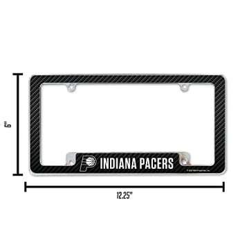 Rico Industries NBA Indiana Pacers Carbon Fiber 12" x 6" Chrome All Over Automotive License Plate Frame for Car/Truck/SUV