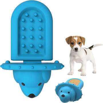 Lewondr Dog Toys, Crate Training Tools Reduce Stress Anxiety Peanut Butter Meat Sauce Treat Dispenser Toys, Dog Training Aid, Sky Blue