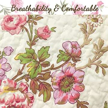 Cozy Line Home Fashions Perry Mustard Yellow Floral Blooming Flower Printed 100% Cotton Vintage Quilt Bedding Set Reversible Coverlet Bedspread (Camellia, Queen - 3 Piece)