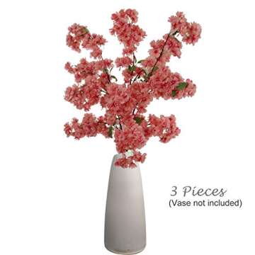 Larskilk Pink Cherry Blossom Flowers, Three 36 Inch Blossom Branches, Wedding, Party, Event, Spring Décor, Japan's National Flower