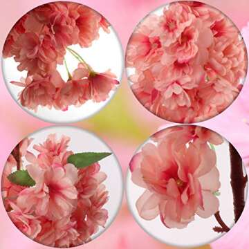 Larskilk Pink Cherry Blossom Flowers, Three 36 Inch Blossom Branches, Wedding, Party, Event, Spring Décor, Japan's National Flower