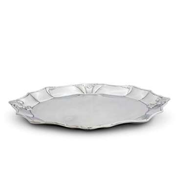 Arthur Court Designs Aluminum Fleur-De-Lis Oval Platter Food Serving Tray French Theme Tarnish-Free 18 inch x 13.25 inch