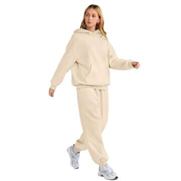 AUTOMET Sweatsuits Women 2 Piece Outfit Lounge Two Piece Sets Fall Fashion 2024 Tracksuits Oversized Sweatshirt and Sweatpants Casual Teen Girls Clothing Apricot S