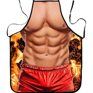 Landisun Funny Apron for Men & Women - Creative Flame Muscle Design