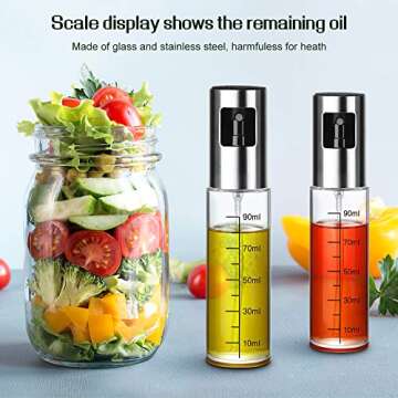 Eletorot Oil Sprayer for Cooking, Olive Oil Sprayer Mister for Air Fryer,100ml Oil Dispenser Spray Glass Bottle,Kitchen Gadgets for Cooking,Salad,Baking,Grilling,Frying