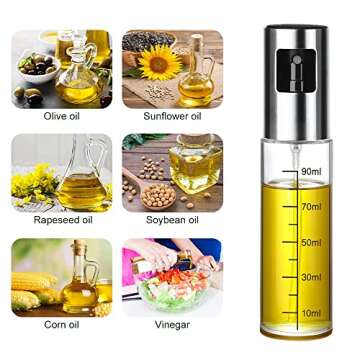 Eletorot Oil Sprayer for Cooking, Olive Oil Sprayer Mister for Air Fryer,100ml Oil Dispenser Spray Glass Bottle,Kitchen Gadgets for Cooking,Salad,Baking,Grilling,Frying