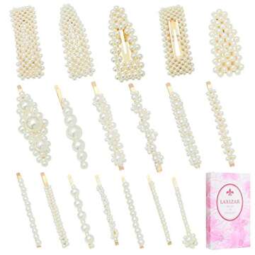 laxizar 18 Pcs Pearl Hair Clips Large Hair Clips Barrette Hair for Women Girls Fashion Hair Accessories