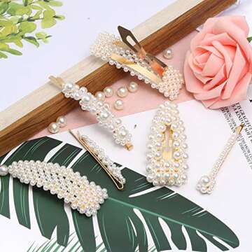 laxizar 18 Pcs Pearl Hair Clips Large Hair Clips Barrette Hair for Women Girls Fashion Hair Accessories