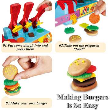 Kitchen Creations Color Dough Toy Noodle Pasta Burger Hotdog Food Maker Modeling Clay Dough Playset for Kids Girls Boys Gift with 8 Compound Multi Colors Dough Pack of 21Pcs