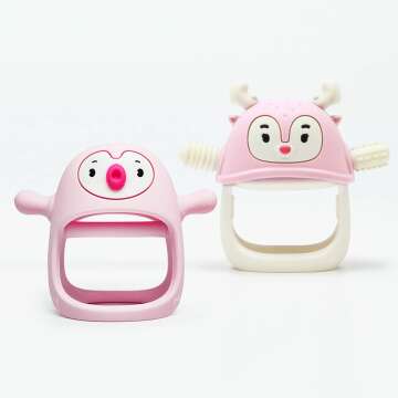 Smily Mia Penguin Buddy & Reindeer 2 in 1 Teething Set - Light Pink