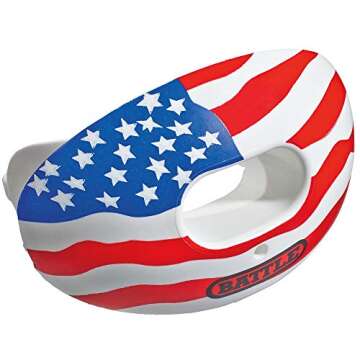 Battle Oxygen Lip Protector Mouthguard – Football and Sports Mouth Guard – Maximum Oxygen – Mouthpiece Fits with or Without Braces – Impact Shield Protects Lips and Teeth, Limited Edition USA Flag