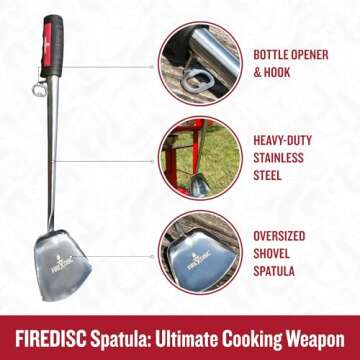 FIREDISC Ultimate Cooking Weapon 20-in. Shovel Scoop Spatula with High Heat Handle TCGSV, Metal Spatula Stainless Steel Cooking Utensil and Kitchen Gadget, Specially Made for FIREDISC Cookers