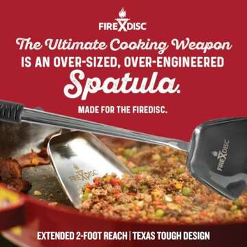 FIREDISC Ultimate Cooking Weapon 20-in. Shovel Scoop Spatula with High Heat Handle TCGSV, Metal Spatula Stainless Steel Cooking Utensil and Kitchen Gadget, Specially Made for FIREDISC Cookers