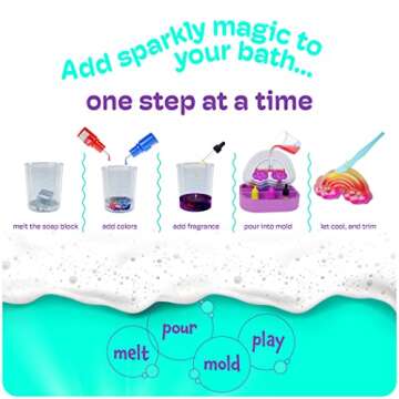 Unicorn Soap Making Kit - Girls Easter Crafts DIY Project Age 6+ Year Old Kids - Unicorn Girl Gifts - Science STEM Activity Teenage Gift - Make Your Own Soap Kits - Craft Toys Ages 6 7 8 9 10 11 12