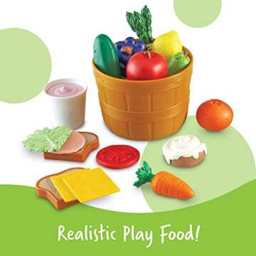 Learning Resources New Sprouts Deluxe Market Set - 32 Pieces, Ages 18+ Months Pretend Play Food for Toddlers, Preschool Learning Toys, Kitchen Play Toys for Kids