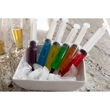 EZ-Inject 25 Pack (1oz) Jello Shot Syringes Combo with Tray/Racking Stand - 100% Safe & Reusable Plastic Syringes for Jello Shots - Small Syringe Shots Holiday and Halloween Party Supplies for Adults