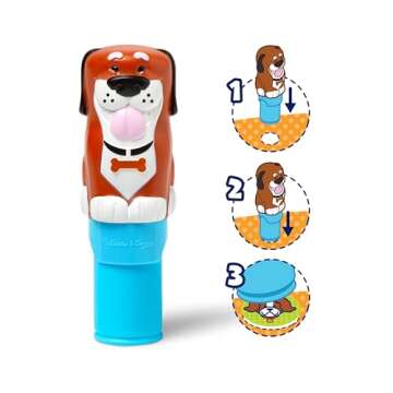 Melissa & Doug Sticker Wow!™ 24-Page Activity Pad and Sticker Stamper, 300 Stickers, Arts and Crafts Fidget Toy Collectible Character – Dog Creative Play Travel Toy for Girls and Boys 3+