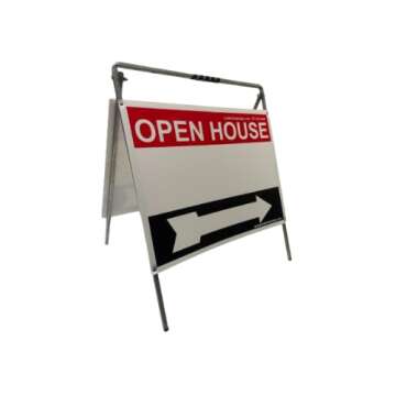 EZee Post Open House Sign (5-Pack), Metal A-Frame, Real Estate Yard Sign- Red/White/Black