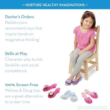 Melissa & Doug Role Play Collection - Step In Style! Dress-Up Shoes Set (4 Pairs), Multicolored, 11" x 12" x 4.5" Packaged