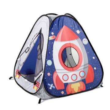 UTEX 3pc Space Astronaut Pop Up Play Tents with Tunnels for Kids, Boys, Girls, Babies and Toddlers, Indoor/Outdoor Playhouse –Stem Inspired Design W/Solar System & Planet