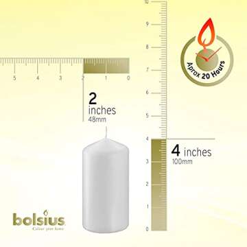 BOLSIUS 2x4 Inch White Pillar Candles - 4 Pack Candle Set - 20 Hours Burn Time - Premium European Quality - Dripless And Smokeless Candle - Perfect for Wedding Candles, Parties, and Special Occasions