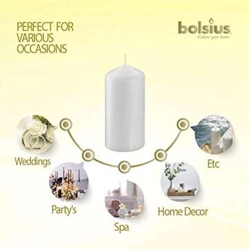 BOLSIUS 2x4 Inch White Pillar Candles - 4 Pack Candle Set - 20 Hours Burn Time - Premium European Quality - Dripless And Smokeless Candle - Perfect for Wedding Candles, Parties, and Special Occasions