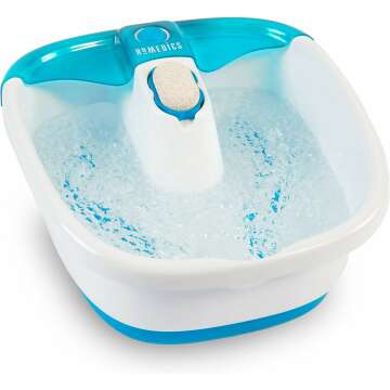 Homedics Bubble Mate Foot Spa, Toe Touch Controlled Foot Bath with Invigorating Bubbles and Splash Proof, Raised Massage nodes and Removable Pumice Stone