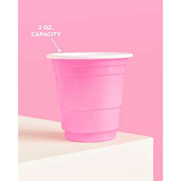 xo, Fetti Party Decorations Pink Plastic Shot Glasses - 50 Matte Disposable 2 oz Cups | Bachelorette Party, Birthday Party, Party Favors, Baby Shower Supplies