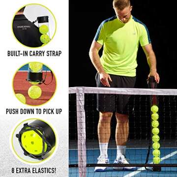 Franklin Sports Pickleball Retriever Tube + Ball Holder - 12 Ball Pickleball Hopper + Picker Upper - Training + Practice Accessories + Gear