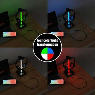 RGB Headphone Stand with USB Charger