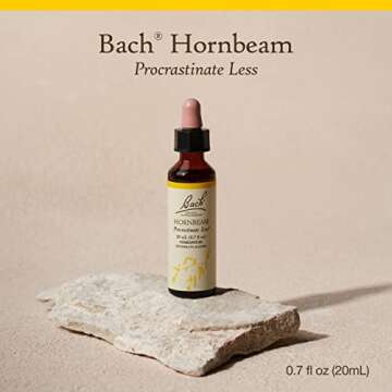 Bach Original Flower Remedies, Hornbeam for Procrastination, Natural Homeopathic Flower Essence, Holistic Wellness, Vegan, 20mL Dropper