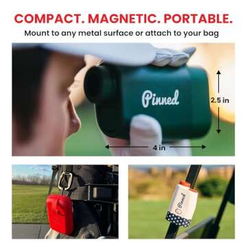 Pinned Prism+ Slope Golf Rangefinder | Golf Distance Measuring Device | USB Rechargeable Pinned Locked Vibration Laser Range Finder Golf | Golf Gift Idea, Golf Accessories for Men & Women, Red